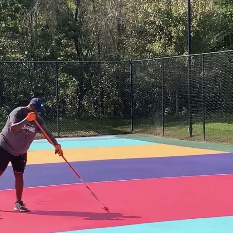 Painting Brookdale Park Basketball Court with Art In The Paint
