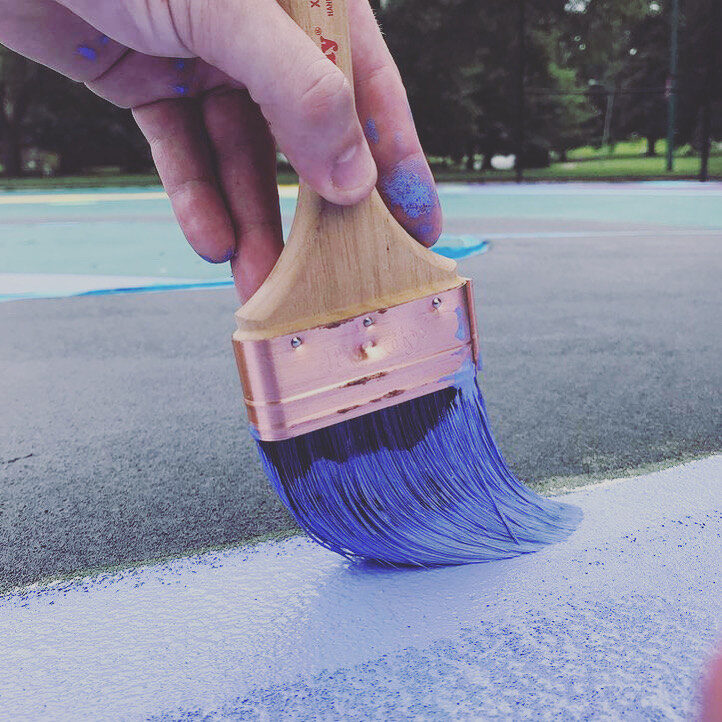 Painting Basketball Court with Art In The Paint